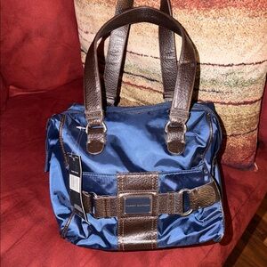 NWT Tommy Hilfiger Blue and Brown Handbag